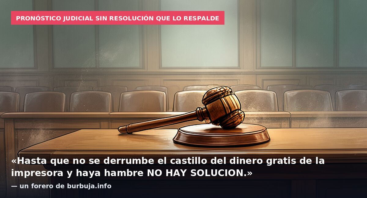 Pronóstico judicial sin resolución que lo respalde: «Hasta que no se derrumbe el castillo del dinero gratis de la impresora y haya hambre NO HAY SOLUCION.» — un forero de burbuja.info