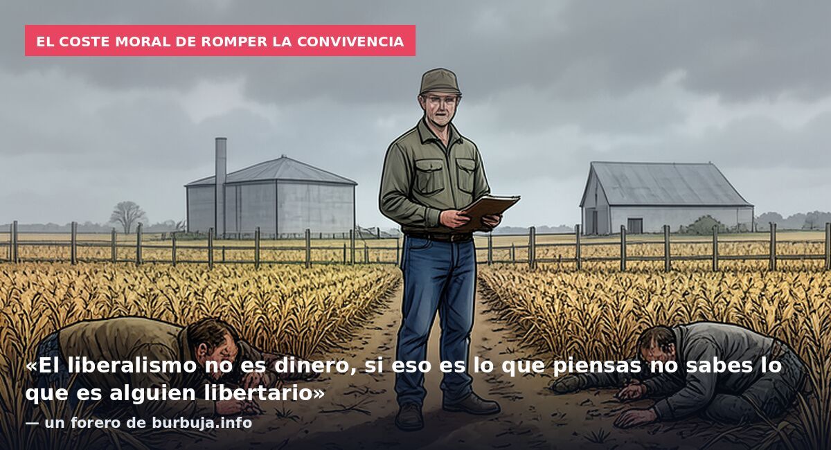 El coste moral de romper la convivencia: «El liberalismo no es dinero, si eso es lo que piensas no sabes lo que es alguien libertario» — un forero de burbuja.info