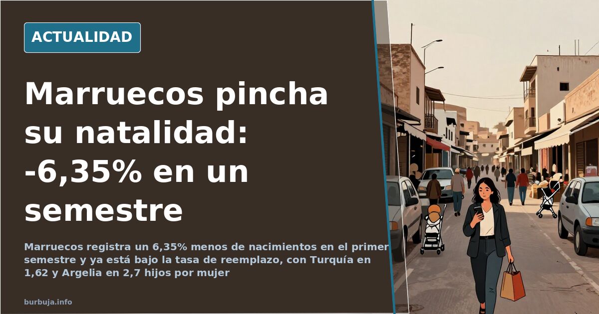 Calle comercial de una ciudad de Marruecos con viandantes al atardecer, imagen ilustrativa del descenso de la natalidad en el