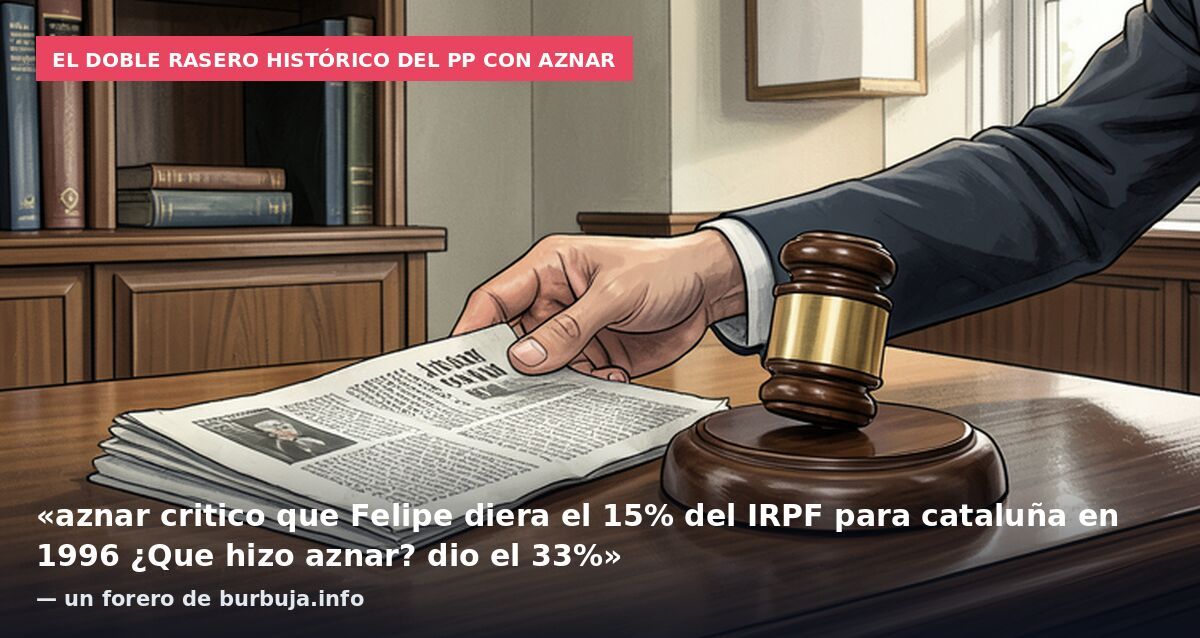 El doble rasero histórico del PP con Aznar: «aznar critico que Felipe diera el 15% del IRPF para cataluña en 1996 ¿Que hizo aznar? dio el 33%» — un forero de burbuja.info