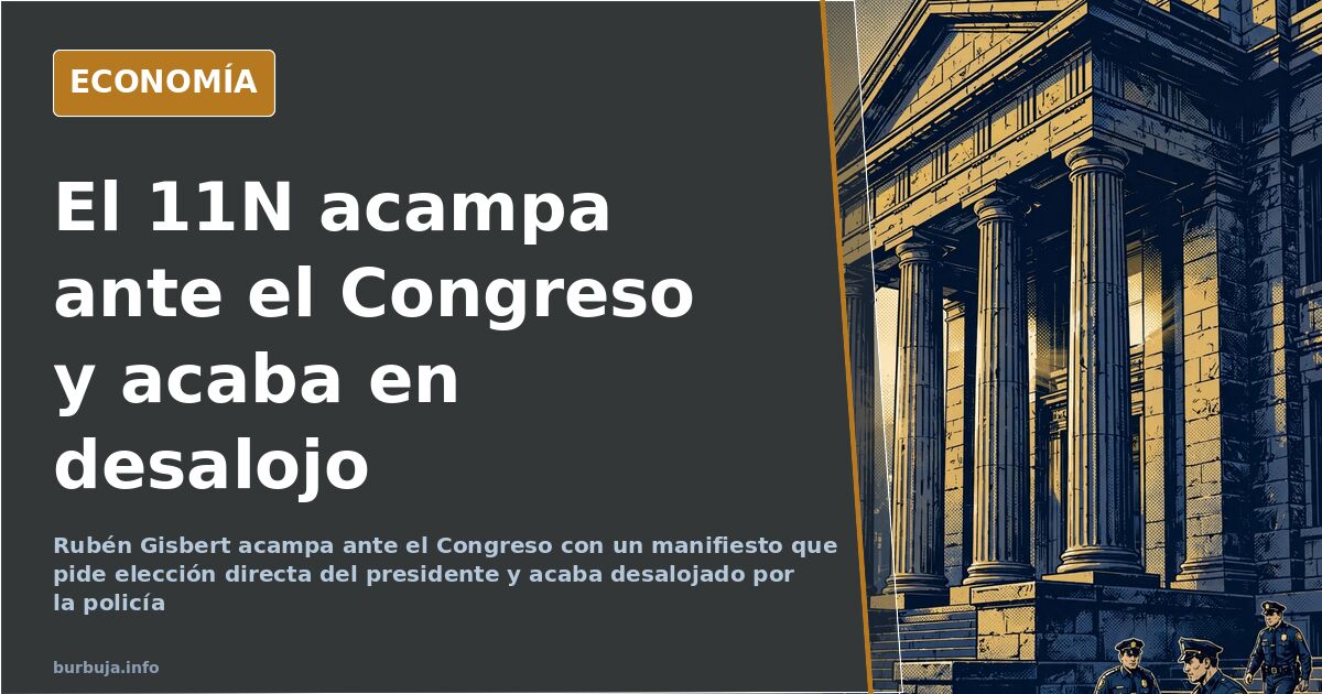 Personas concentradas ante las puertas del Congreso de los Diputados durante la acampada convocada el 11N