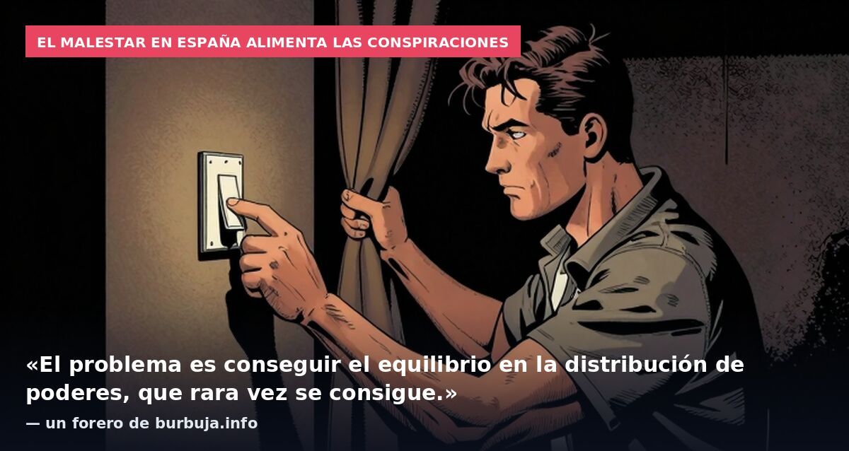 El malestar en España alimenta las conspiraciones: «El problema es conseguir el equilibrio en la distribución de poderes, que rara vez se consigue.» — un forero de burbuja.info