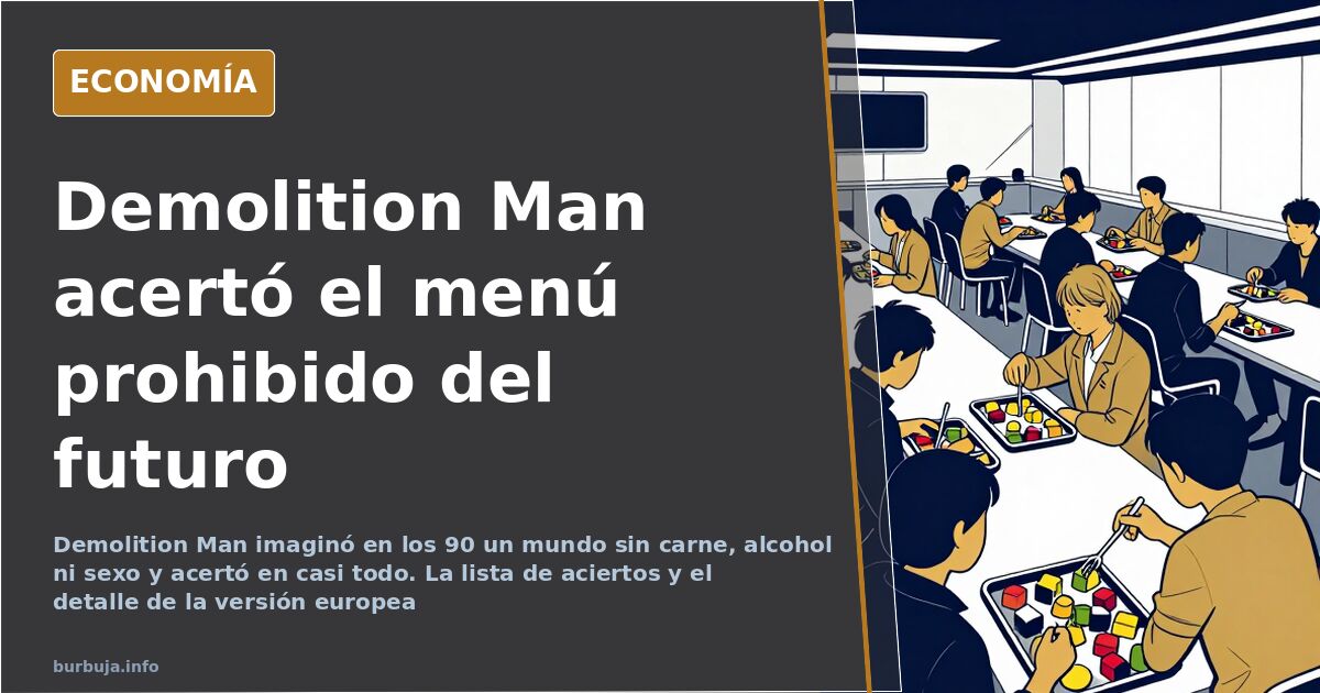 Escena de Demolition Man en una sociedad futurista de 2032 con la carne, el alcohol y el contacto físico prohibidos
