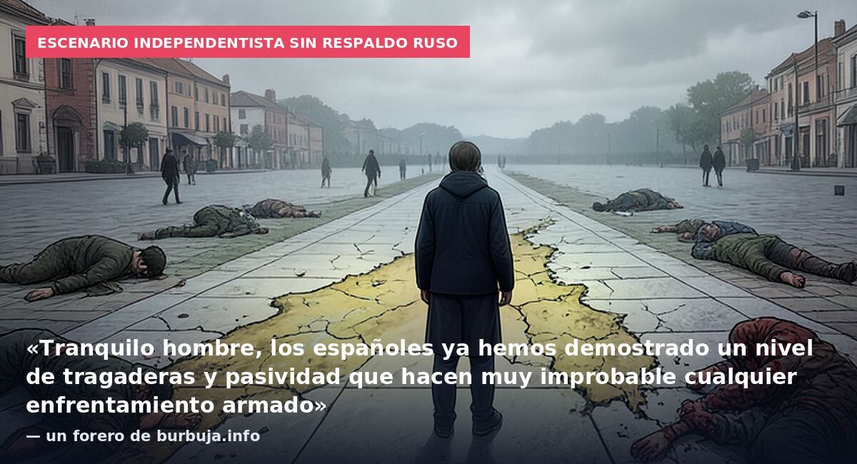 Escenario independentista sin respaldo ruso: «Tranquilo hombre, los españoles ya hemos demostrado un nivel de tragaderas y pasividad que hacen muy improbable cualquier enfrentamiento armado» — un forero de burbuja.info