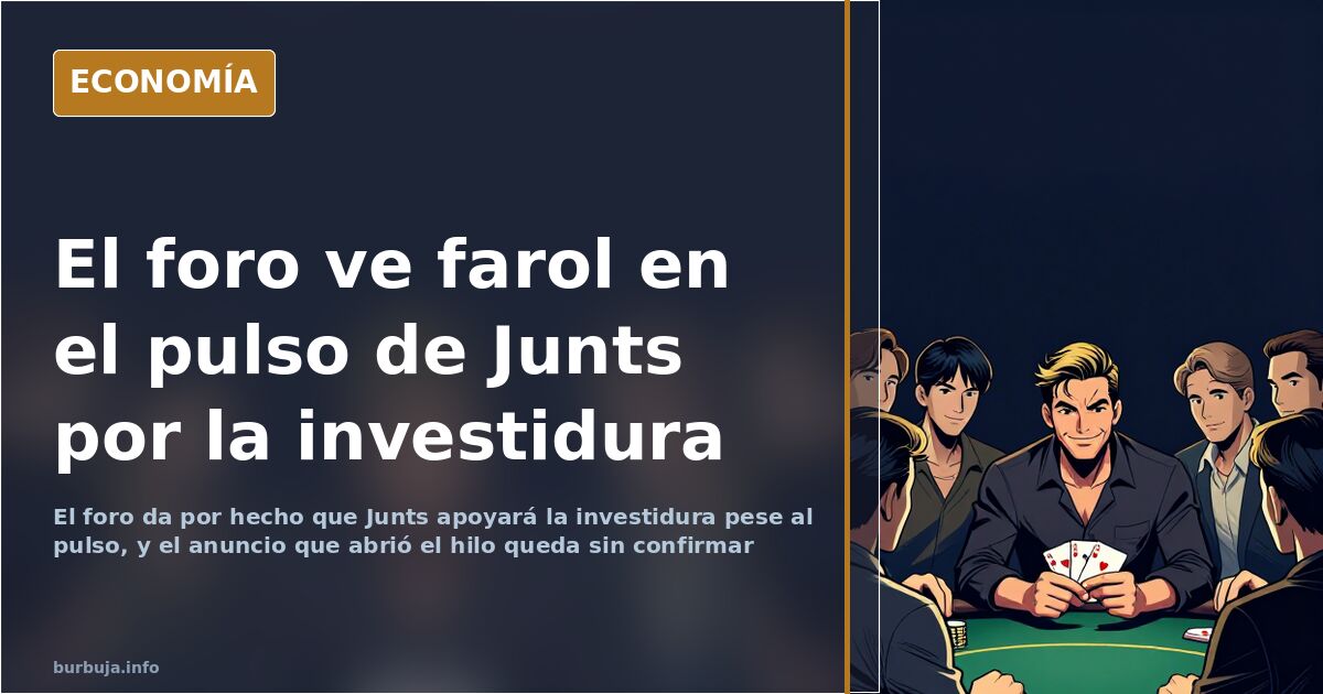 Mesa de negociación con dos carpetas enfrentadas y banderas institucionales al fondo, ilustración sobre la investidura