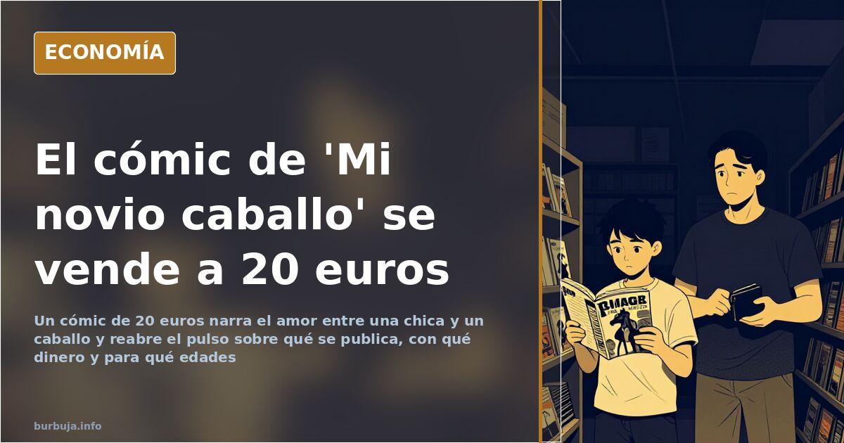 Ejemplar de un cómic sobre una chica y un caballo expuesto en una librería con su precio de venta visible