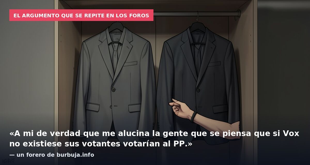 El argumento que se repite en los foros: «A mi de verdad que me alucina la gente que se piensa que si Vox no existiese sus votantes votarían al PP.» — un forero de burbuja.info