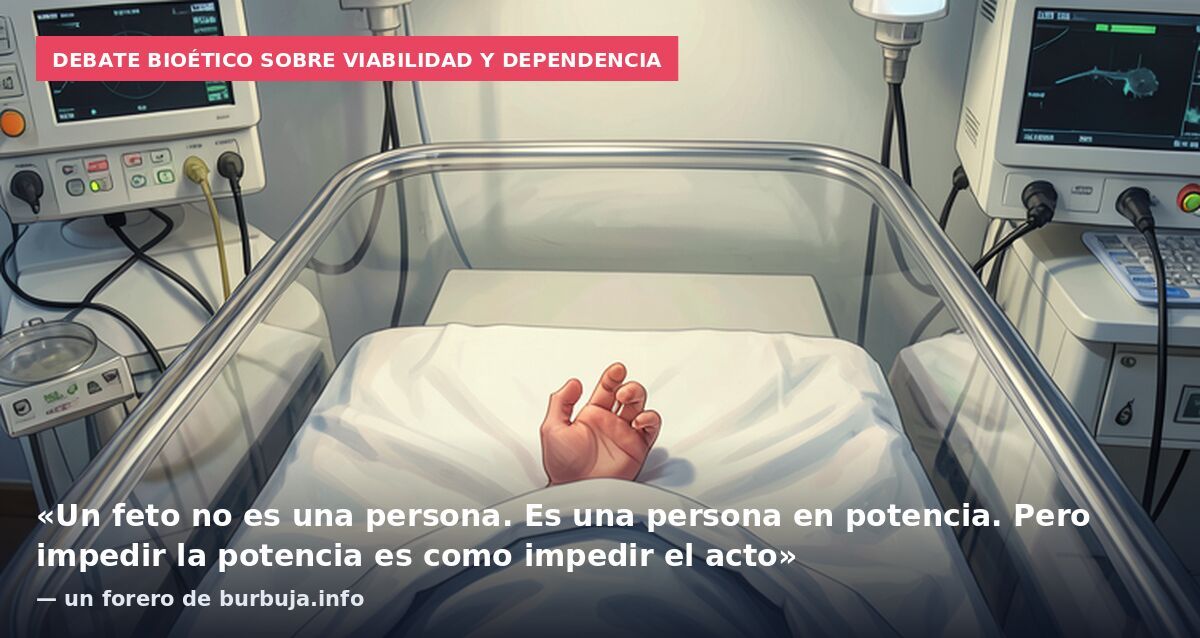 Debate bioético sobre viabilidad y dependencia: «Un feto no es una persona. Es una persona en potencia. Pero impedir la potencia es como impedir el acto» — un forero de burbuja.info