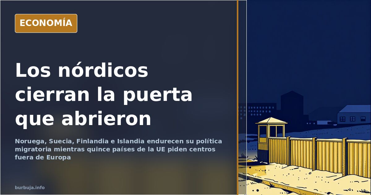 Paso fronterizo nórdico con vallas y control policial, símbolo del giro migratorio en Finlandia y Suecia