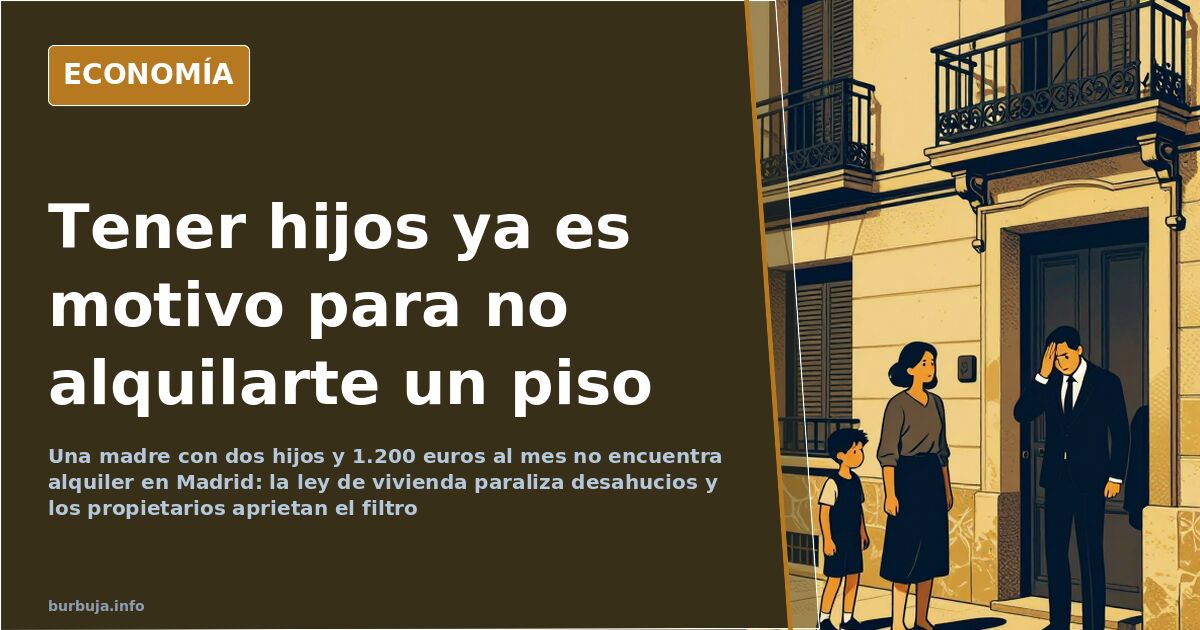 Fachada de un edificio de viviendas en Madrid con un cartel de se alquila y una puerta cerrada