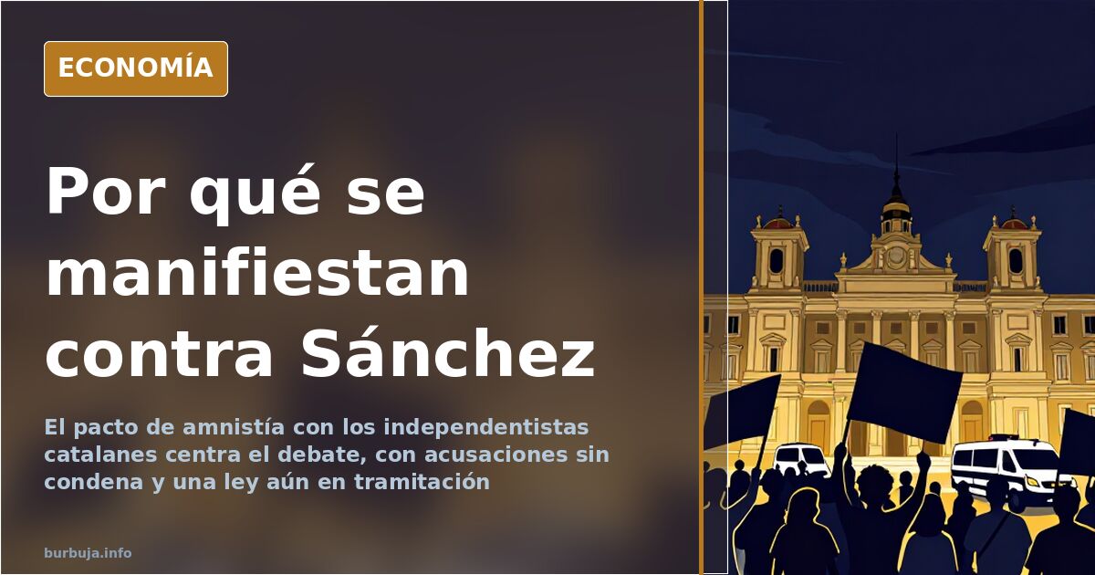 Ilustración editorial de una multitud concentrada ante un edificio institucional bajo un cielo azul oscuro y dorado