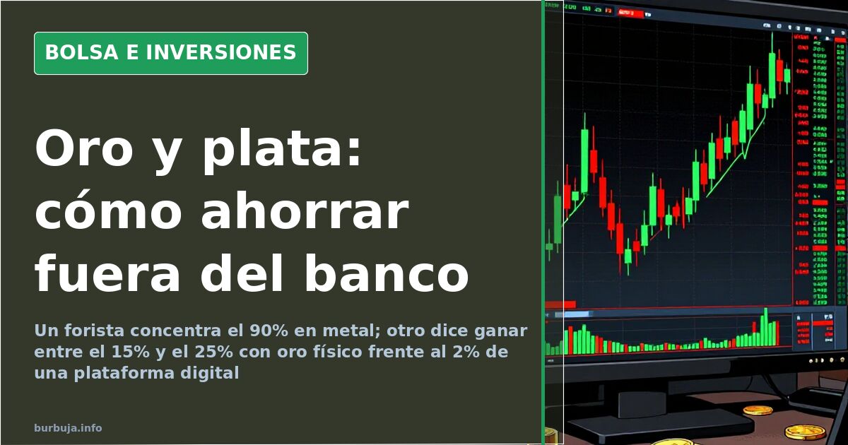 Velas japonesas de un gráfico de metales preciosos sobre una pantalla oscura, ilustración del ahorro en oro y plata