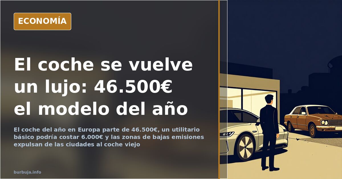 Un conductor junto a su coche antiguo observa una señal de zona de bajas emisiones en el centro de la ciudad