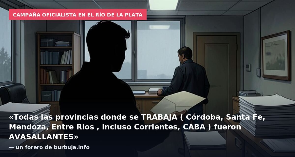 Campaña oficialista en el Río de la Plata: «Todas las provincias donde se TRABAJA ( Córdoba, Santa Fe, Mendoza, Entre Rios , incluso Corrientes, CABA ) fueron AVASALLANTES» — un forero de burbuja.info