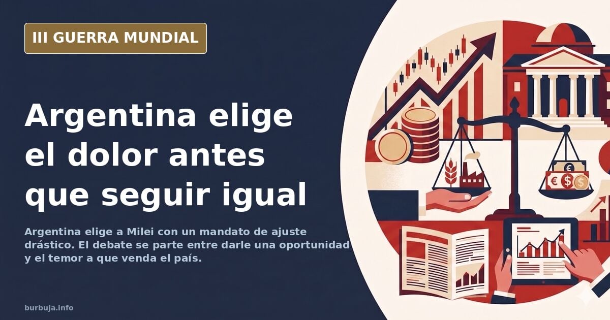 Silueta de un edificio gubernamental argentino bajo un cielo desaturado, con mapas y gráficos económicos superpuestos