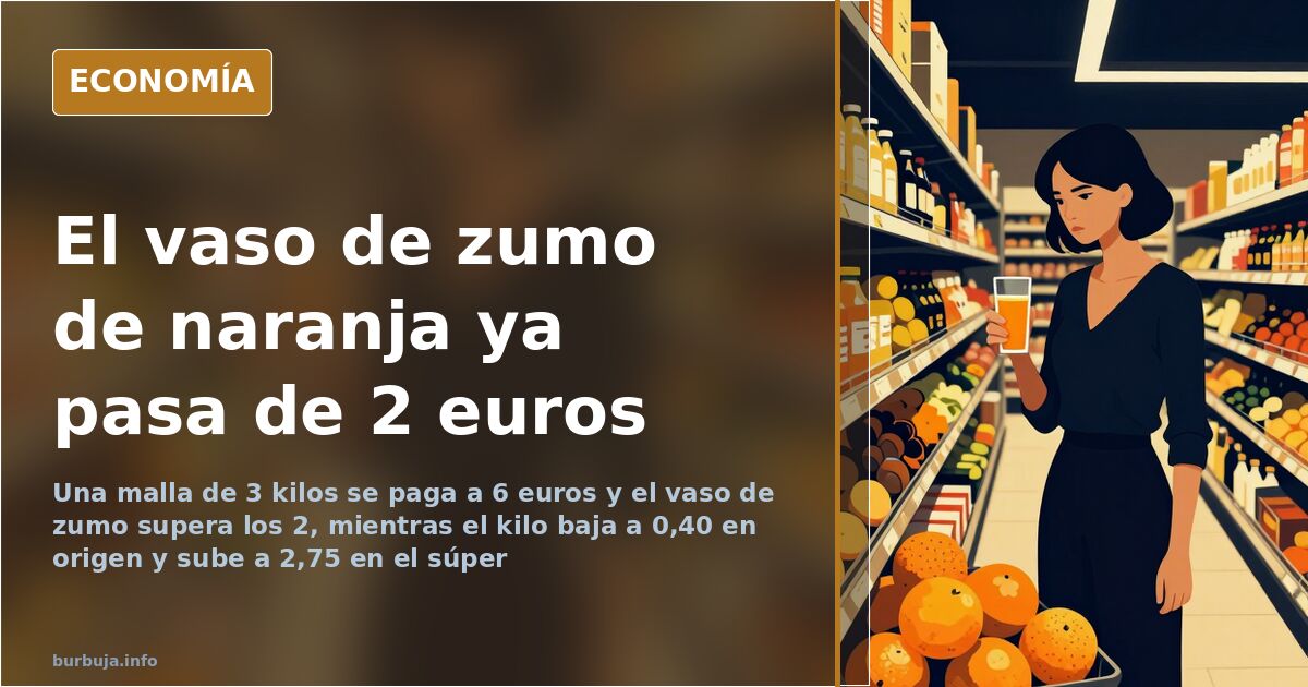 Naranjas a 6 euros la malla de 3 kilos y el zumo por encima de 2