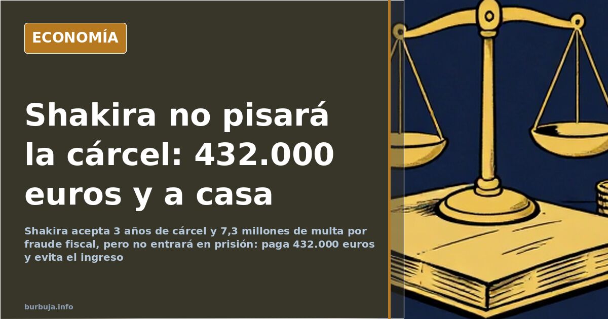 Ilustración editorial con un mazo de juez, expedientes fiscales y una balanza: la condena por fraude fiscal de Shakira