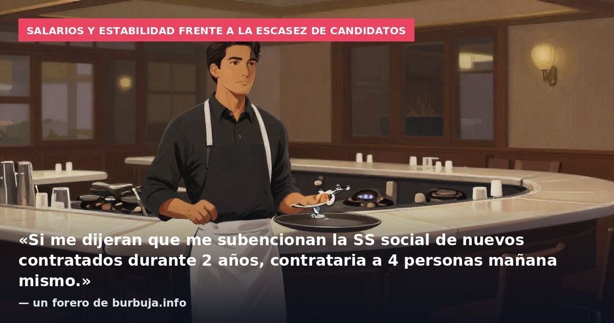 Salarios y estabilidad frente a la escasez de candidatos: «Si me dijeran que me subencionan la SS social de nuevos contratados durante 2 años, contrataria a 4 personas mañana mismo.» — un forero de burbuja.info