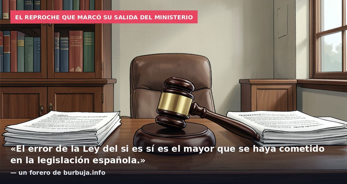 El reproche que marcó su salida del ministerio: «El error de la Ley del si es sí es el mayor que se haya cometido en la legislación española.» — un forero de burbuja.info