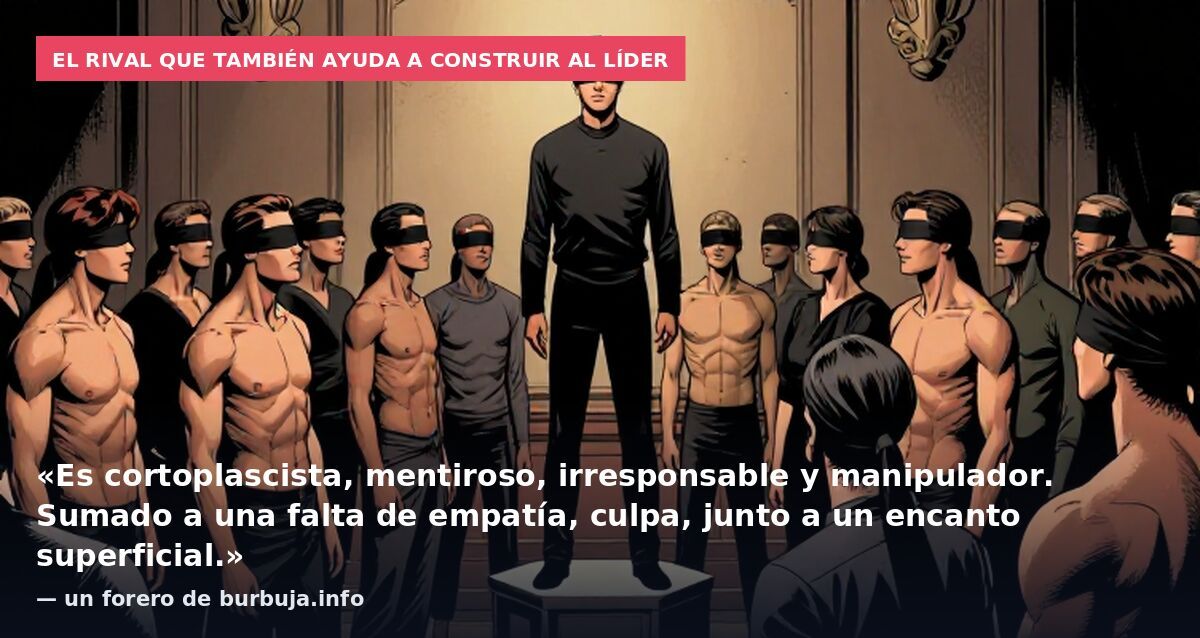 El rival que también ayuda a construir al líder: «Es cortoplascista, mentiroso, irresponsable y manipulador. Sumado a una falta de empatía, culpa, junto a un encanto superficial.» — un forero de burbuja.info