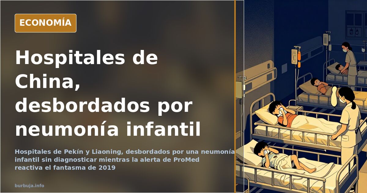 Urgencias pediátricas en China con niños atendidos en camillas y personal sanitario con mascarilla durante el brote de neumon