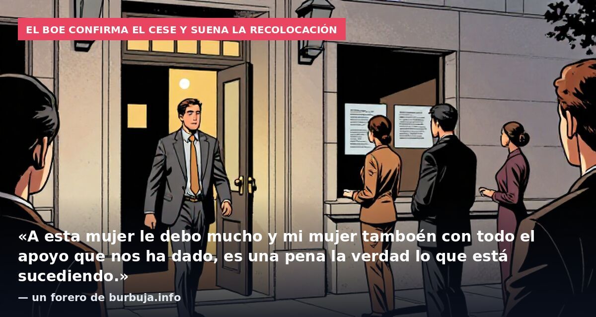 El BOE confirma el cese y suena la recolocación: «A esta mujer le debo mucho y mi mujer tamboén con todo el apoyo que nos ha dado, es una pena la verdad lo que está sucediendo.» — un forero de burbuja.info