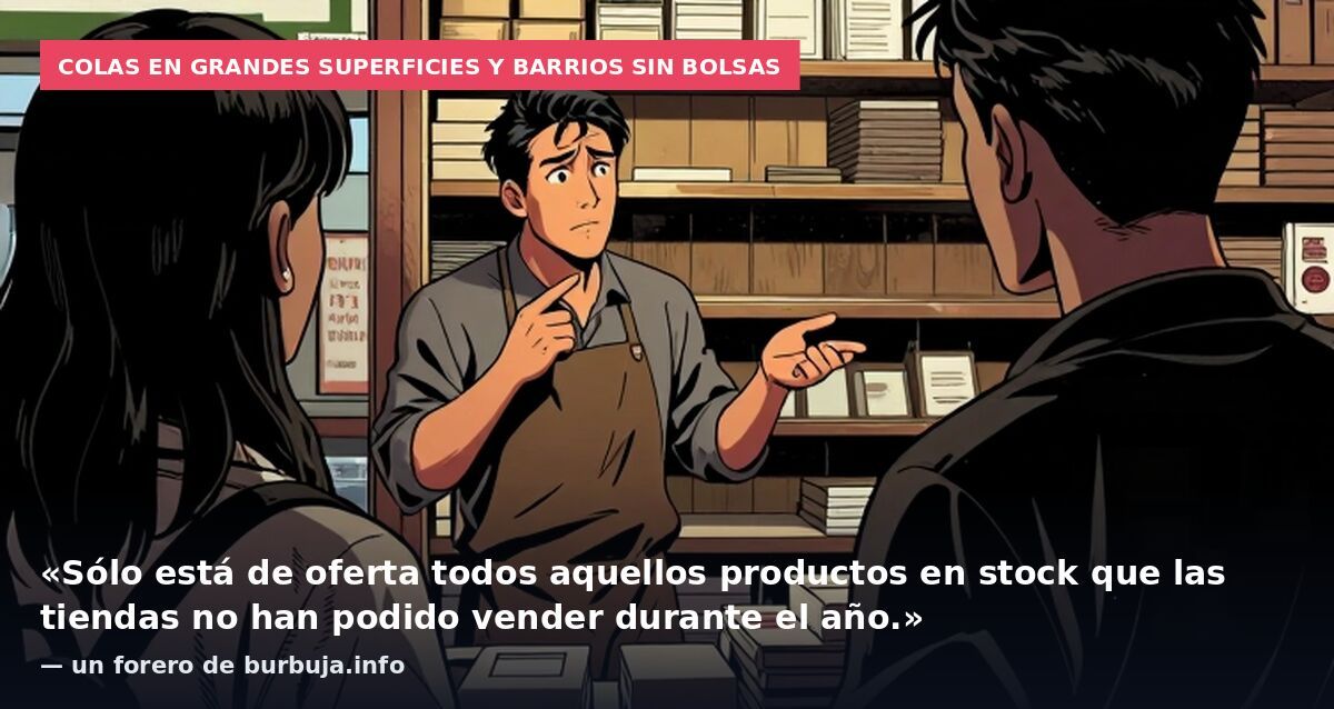 Colas en grandes superficies y barrios sin bolsas: «Sólo está de oferta todos aquellos productos en stock que las tiendas no han podido vender durante el año.» — un forero de burbuja.info