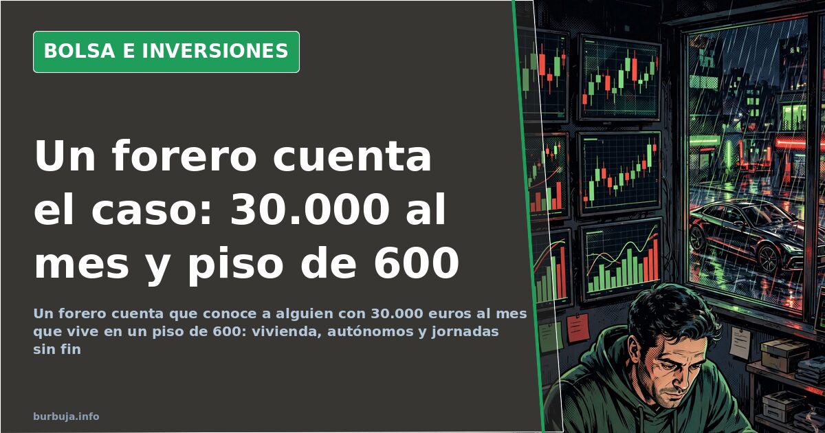 Gráfico de velas bursátiles en pantalla oscura con cifras verdes y rojas sobre sueldos altos, ahorro y austeridad
