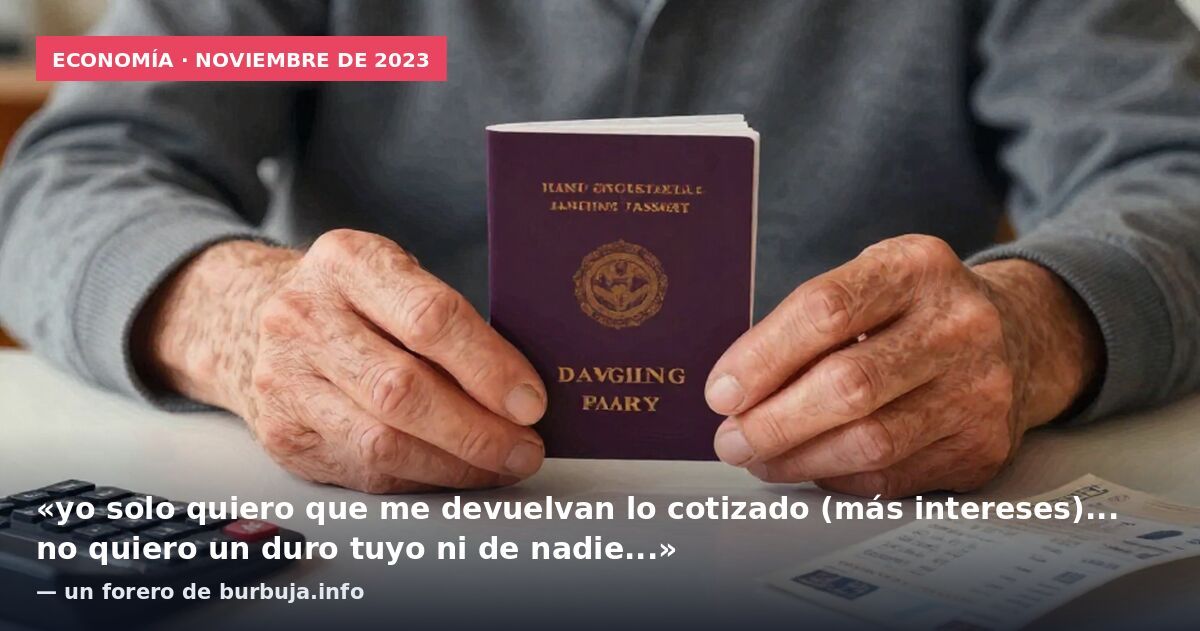 Economía · noviembre de 2023: «yo solo quiero que me devuelvan lo cotizado (más intereses)... no quiero un duro tuyo ni de nadie...» — un forero de burbuja.info