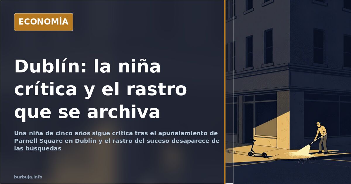 Presencia policial y vecinos en Parnell Square de Dublín tras el apuñalamiento que dejó a una niña en estado crítico