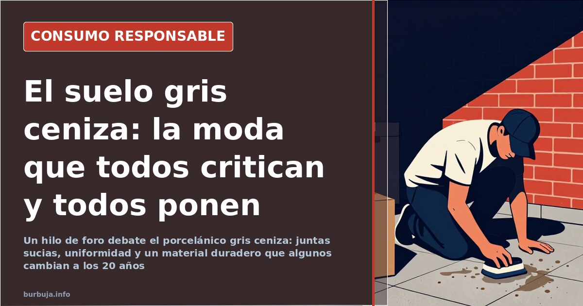 Suelo de porcelánico gris ceniza en un salón reformado con muebles minimalistas y lámpara de papel