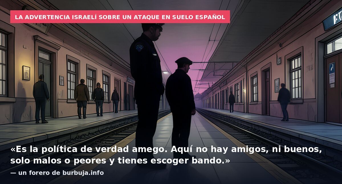 La advertencia israelí sobre un ataque en suelo español: «Es la política de verdad amego. Aquí no hay amigos, ni buenos, solo malos o peores y tienes escoger bando.» — un forero de burbuja.info