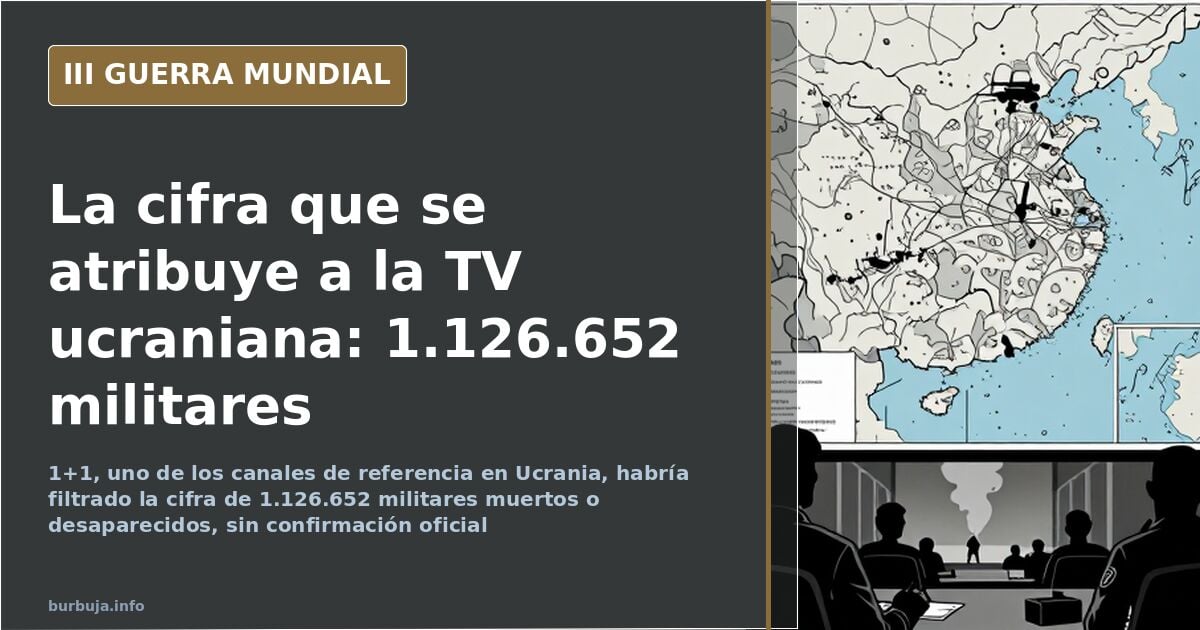 Pantalla de televisión ucraniana con la cifra de militares muertos o desaparecidos