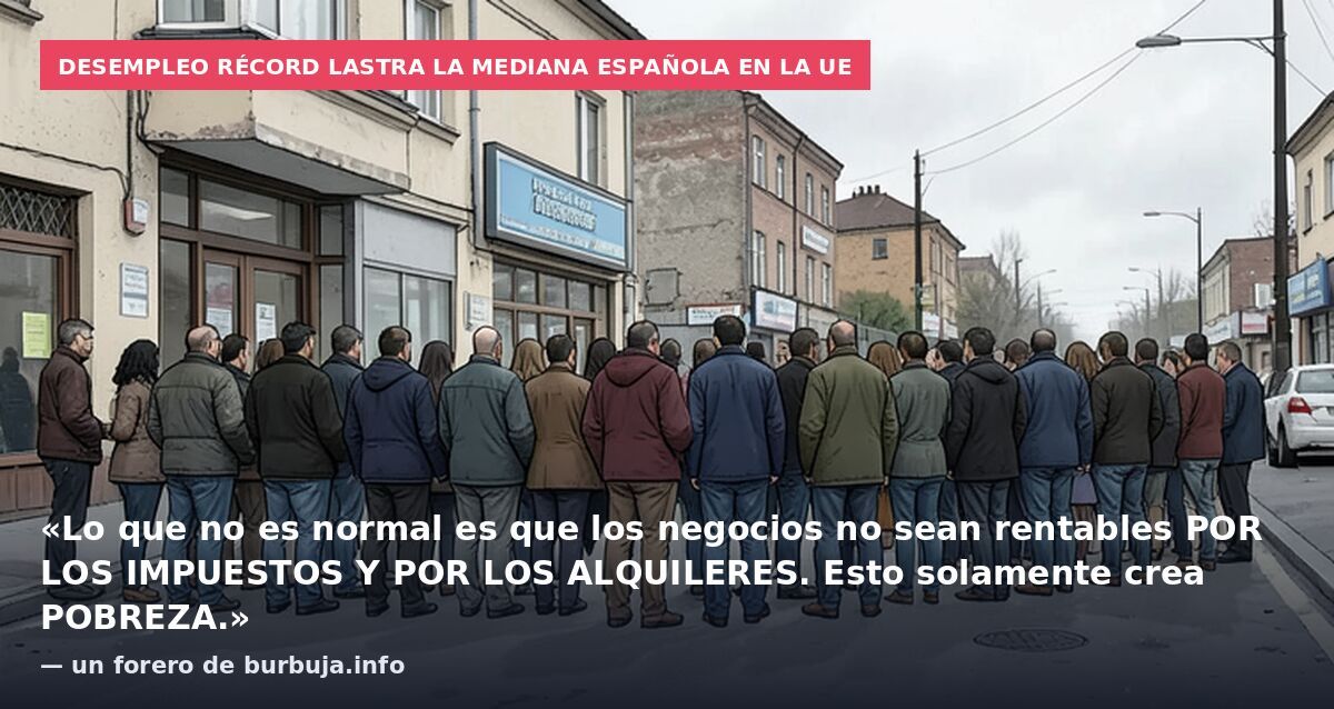 Desempleo récord lastra la mediana española en la UE: «Lo que no es normal es que los negocios no sean rentables POR LOS IMPUESTOS Y POR LOS ALQUILERES. Esto solamente crea POBREZA.» — un forero de burbuja.info