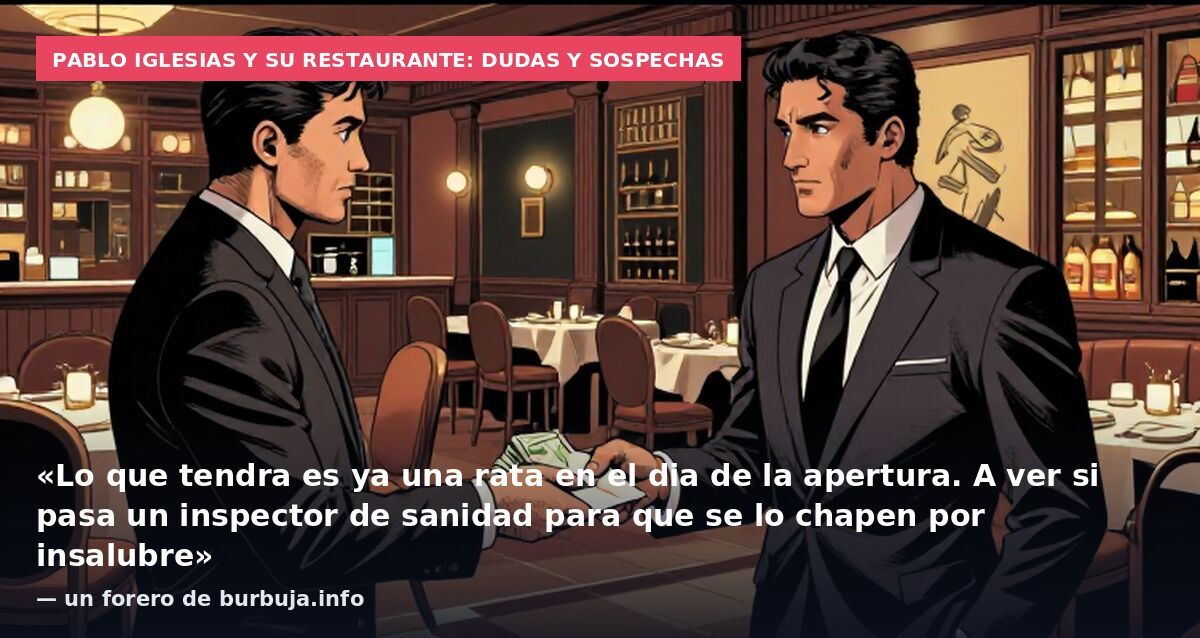 Pablo Iglesias y su restaurante: dudas y sospechas: «Lo que tendra es ya una rata en el dia de la apertura. A ver si pasa un inspector de sanidad para que se lo chapen por insalubre» — un forero de burbuja.info