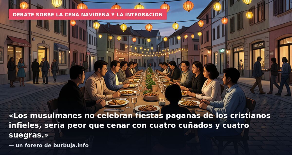 Debate sobre la cena navideña y la integración: «Los musulmanes no celebran fiestas paganas de los cristianos infieles, sería peor que cenar con cuatro cuñados y cuatro suegras.» — un forero de burbuja.info