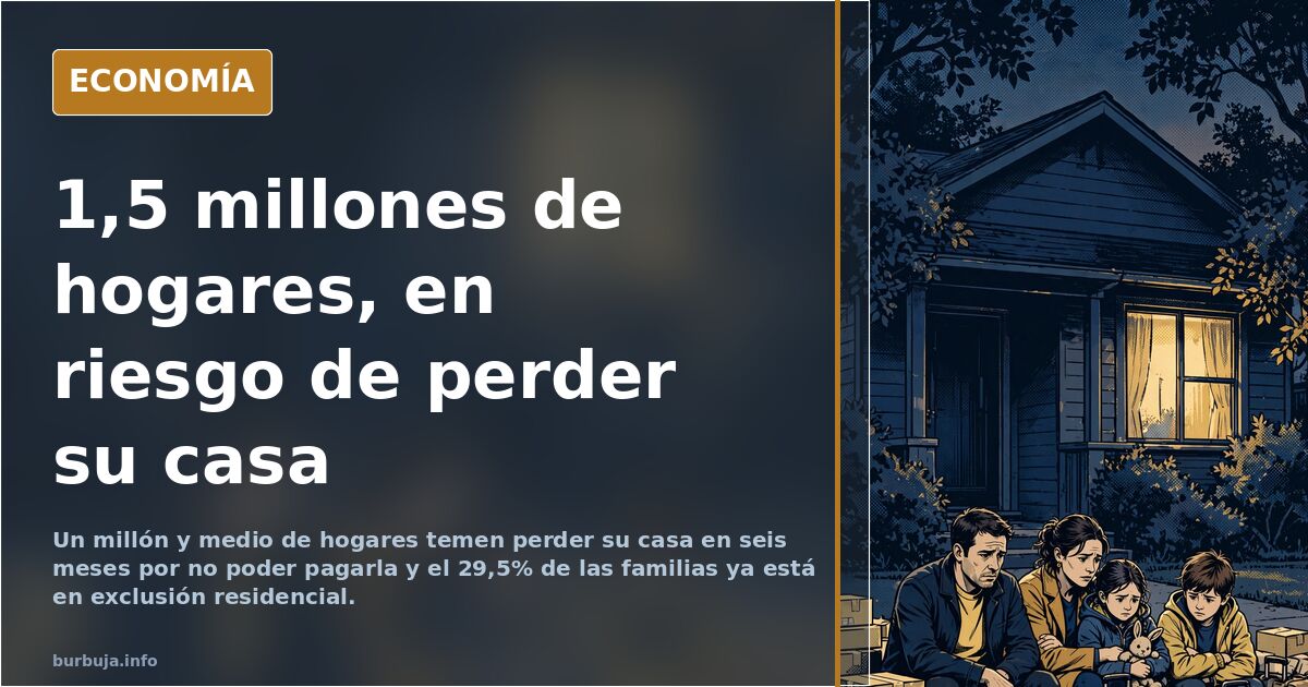 Ilustración editorial de hileras de viviendas sobre una cuesta con una moneda cayendo, símbolo del riesgo de perder la casa p
