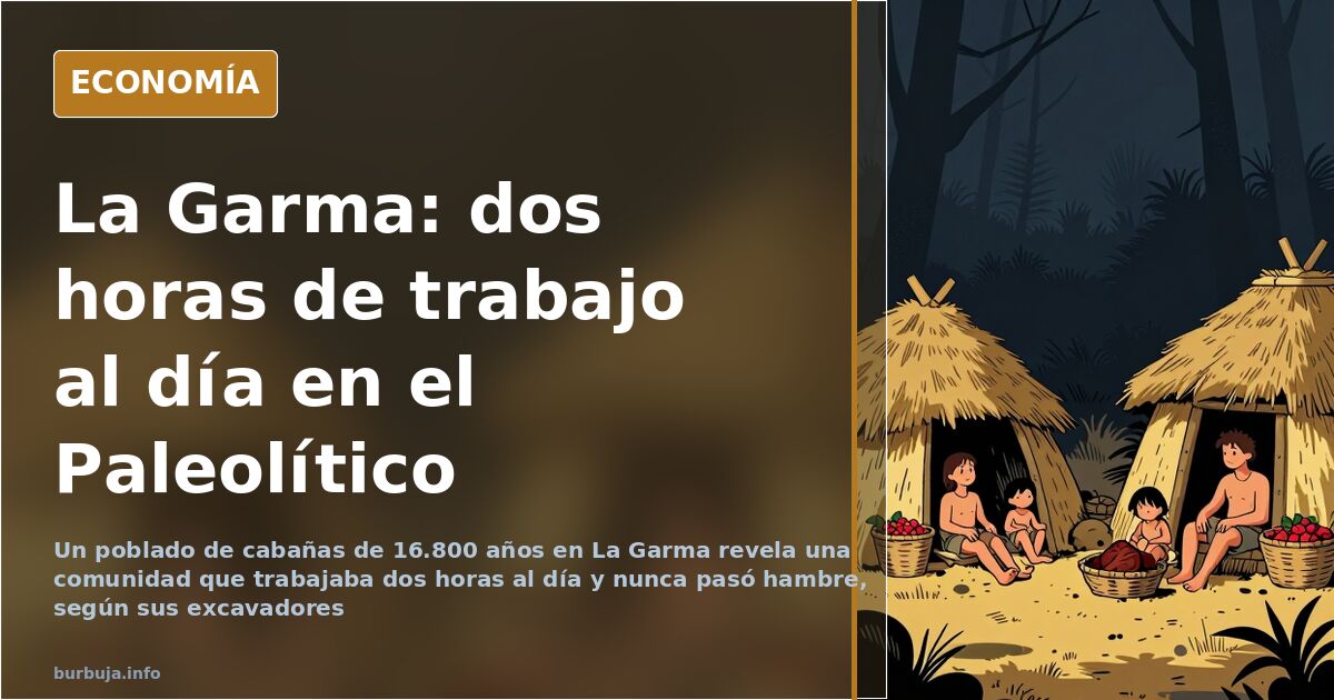 Interior de la cueva de La Garma con tiendas ovales de pieles y bloques de piedra del poblado paleolítico