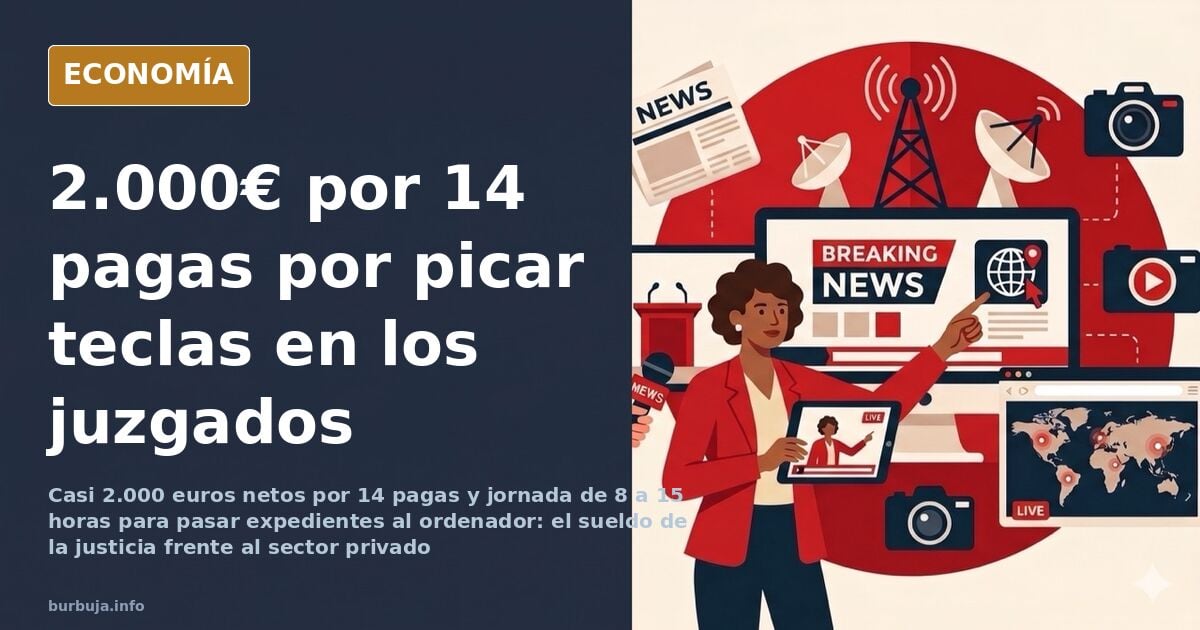 Trabajadora judicial frente a un ordenador junto a montones de expedientes en papel que se vuelcan a un formulario digital