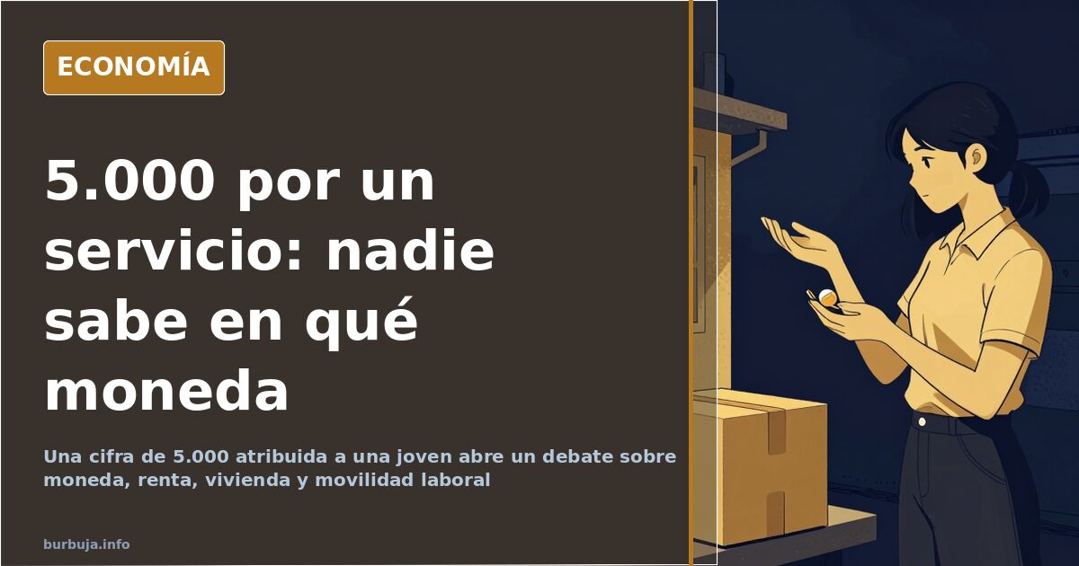 Ilustración editorial con una cifra de 5.000 y una calculadora, símbolo del debate sobre la moneda
