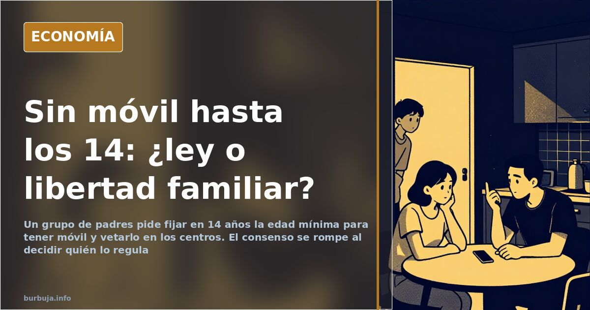Manos de un adolescente sosteniendo un teléfono móvil básico frente a la puerta de un instituto
