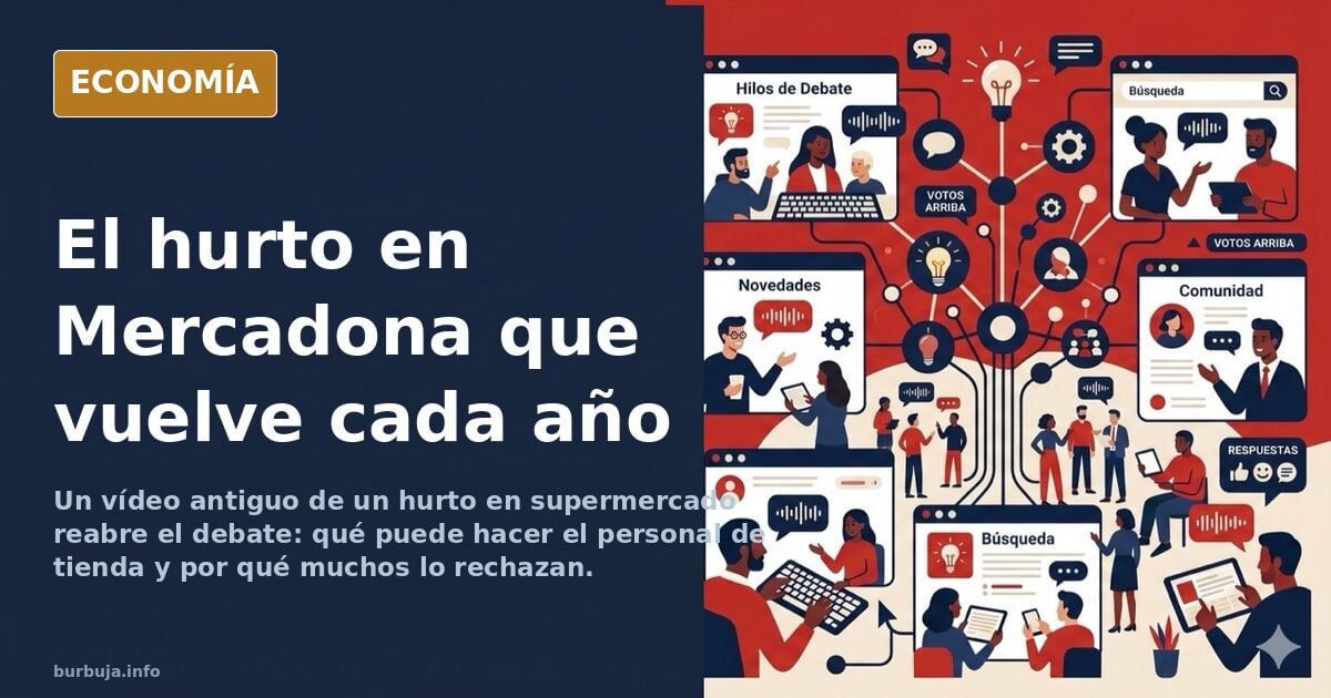 Ilustración de un hurto en supermercado con forcejeo junto a un carrito de bebé y productos caídos