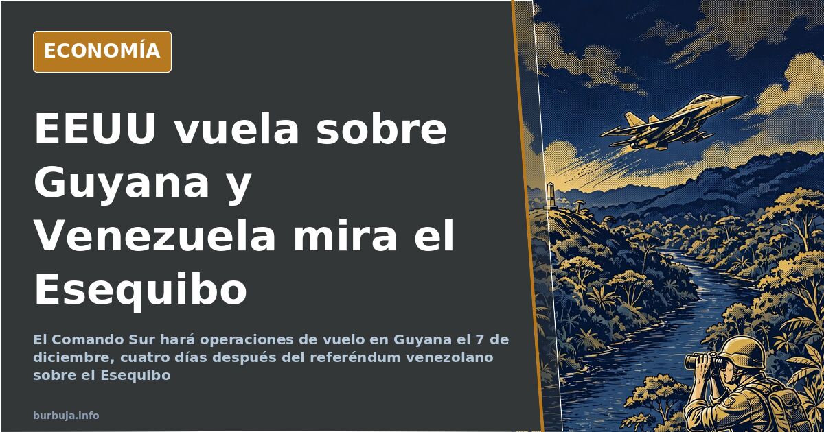 Aviones sobrevolando el territorio de Guyana durante las operaciones de vuelo anunciadas por el Comando Sur para el 7 de dici