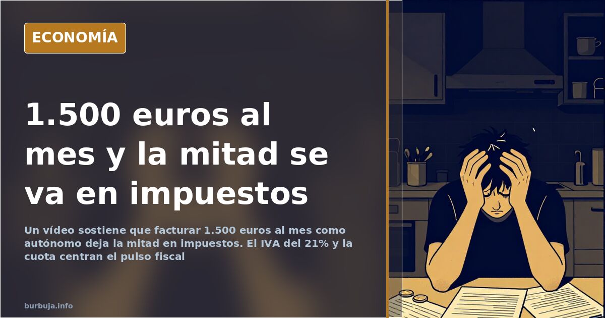 Calculadora, facturas y un recibo de 1.500 euros junto al desglose del IVA del 21% de un trabajador autónomo