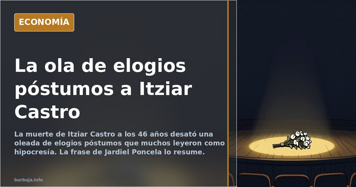 Ilustración editorial en azul marino y dorado de una multitud de siluetas rindiendo homenaje póstumo a una figura central