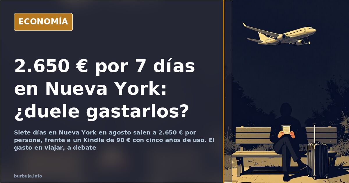 Maleta abierta junto a un libro electrónico y una libreta de gastos de viaje sobre una mesa, con billetes al lado
