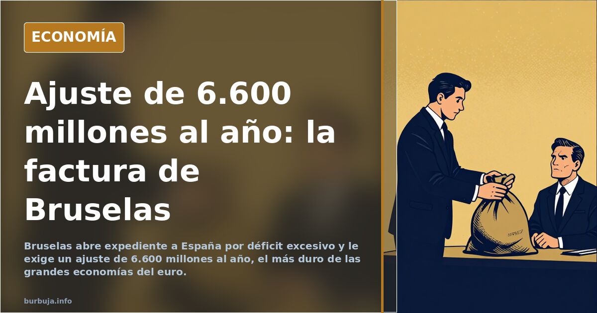 Ilustración editorial sobre el ajuste fiscal en España: silueta del país con cifras de deuda pública y los umbrales europeos