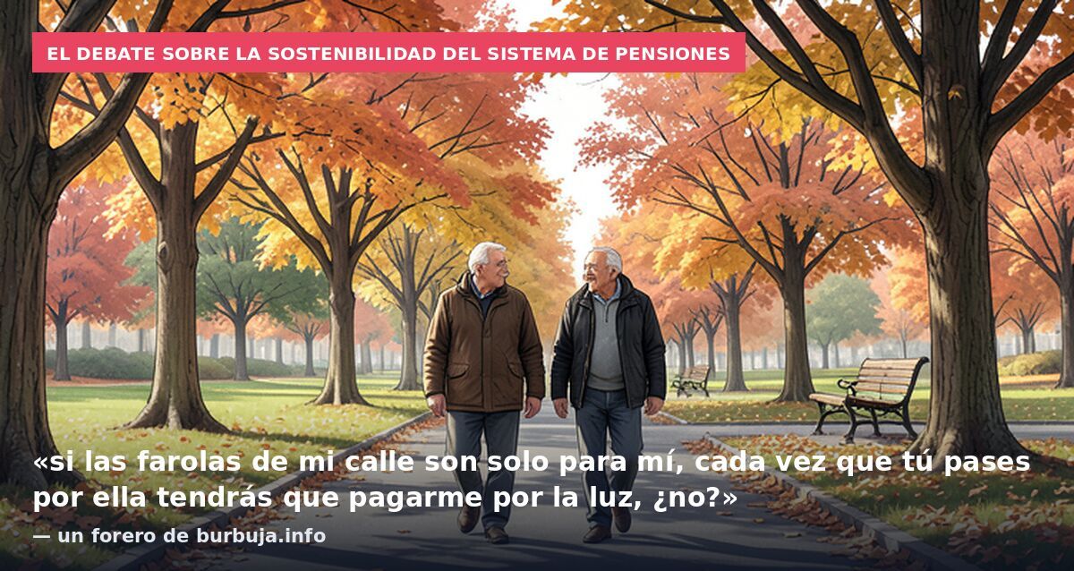 El debate sobre la sostenibilidad del sistema de pensiones: «si las farolas de mi calle son solo para mí, cada vez que tú pases por ella tendrás que pagarme por la luz, ¿no?» — un forero de burbuja.info