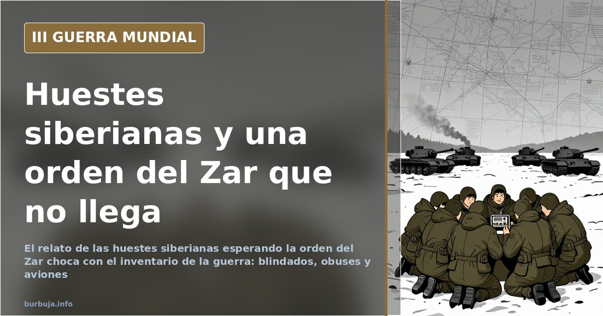 Mapa de la gran llanura europea con siluetas de blindados y humo al fondo, ilustrando el relato de las huestes de Siberia