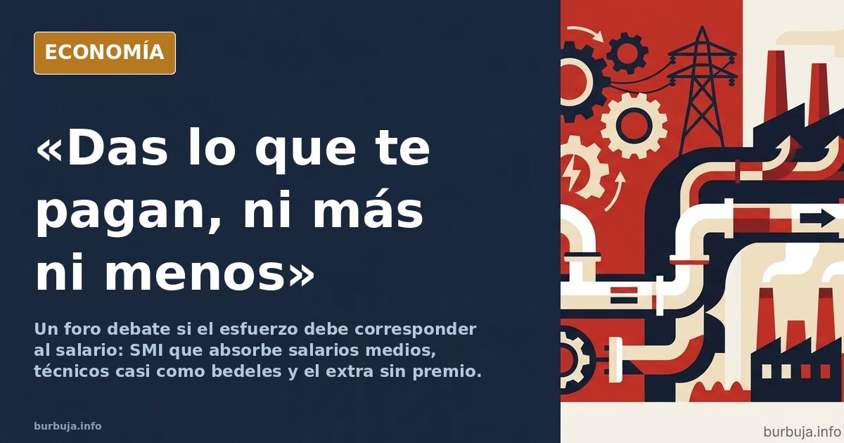 Ilustración editorial de una balanza desequilibrada entre un salario mínimo y un esfuerzo máximo en el mercado laboral españo
